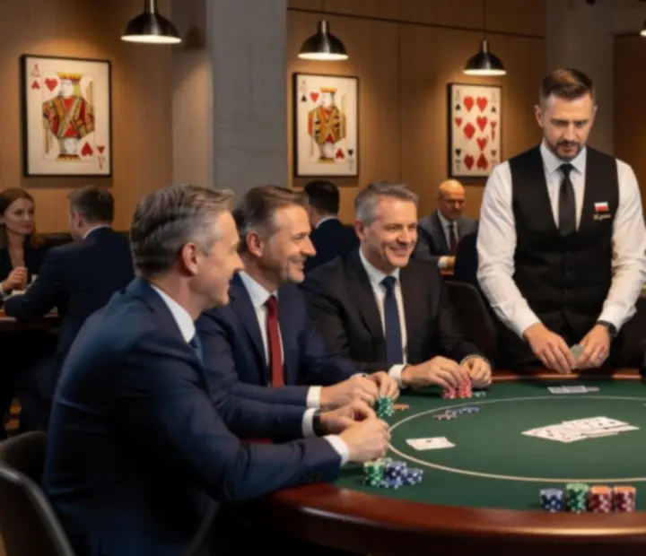 Elegancki wieczór integracyjny zorganizowany w warszawskim lounge'u z motywem pokerowym