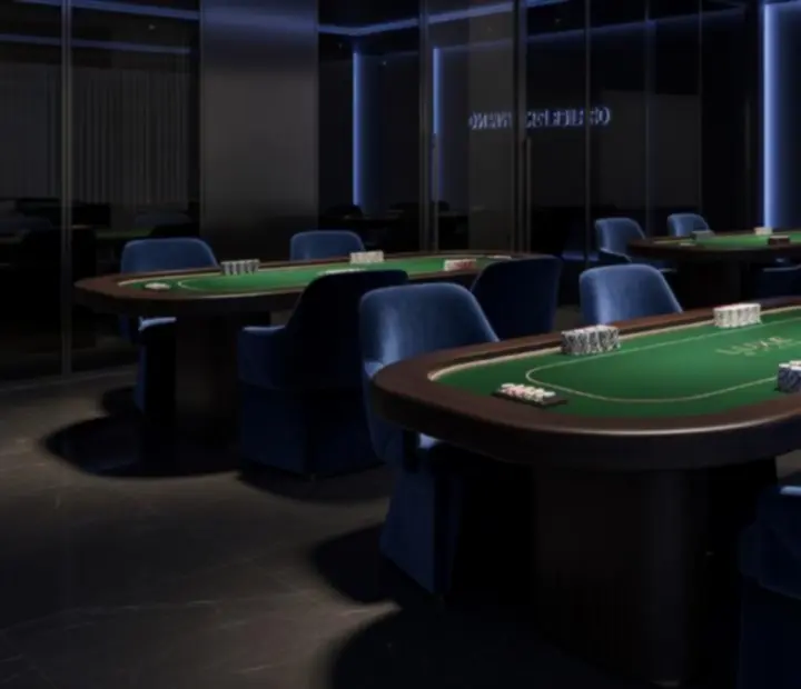 Luksusowa sala przygotowana na wieczór pokerowy