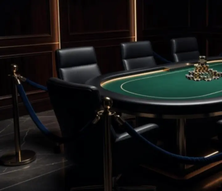 Elegancko nakryte stoły pokerowe przygotowane na wieczór firmowy