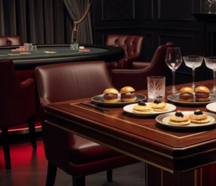 Stół cateringowy z premium przekąskami i koktajlami w strefie lounge